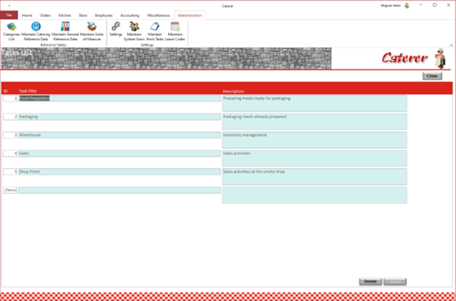Work Tasks