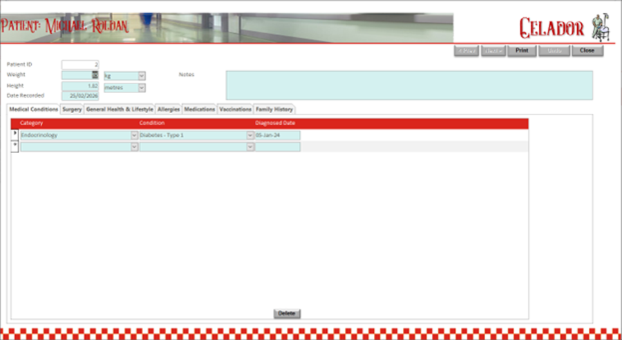 Patient History Screen